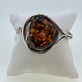 Natural Cognac Amber Statement Loop Hinged Bangle