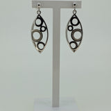 9ct White Gold Circles Marquise Shape Drop Earrings
