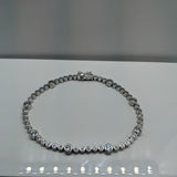 Vintage Design Sterling Silver Alternating Bezels CZ Bracelet