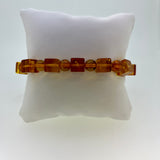 Natural Cognac Amber Stretch Cube Bead Bracelet