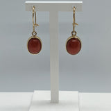 9ct Yellow Gold Red Coral Drop Earrings