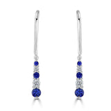 18ct White Gold Blue Sapphire Diamond Tiara Drop Earrings