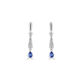 18ct White Gold Blue Sapphire Diamond Bijou Kite Drop Earrings