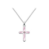 Dew Pink Sapphire Mother of Pearl Cross Necklace 18" SALE