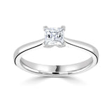 Platinum Diamond Solitaire Square Princess Cut Ring 0.32ct