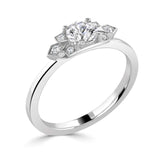 Platinum Synthetic Ruby Diamond Deco Ring