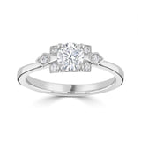 Platinum Synthetic Ruby Diamond Deco Ring