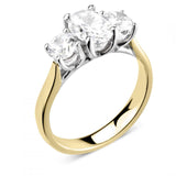 18ct Yellow Gold Platinum Blue Sapphire Diamond Trilogy Ring