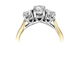 18ct Yellow Gold Platinum Blue Sapphire Diamond Trilogy Ring