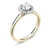 18ct Yellow Gold Diamond Halo Round Brilliant Cut Cluster Ring 0.36ct