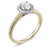 18ct Yellow Gold Diamond Halo Round Brilliant Cut Cluster Ring 0.57ct