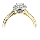 18ct Yellow Gold Diamond Halo Round Brilliant Cut Cluster Ring 0.57ct