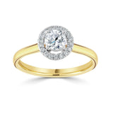 18ct Yellow Gold Diamond Halo Round Brilliant Cut Cluster Ring 0.36ct