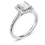 18ct White Gold Diamond Halo Square Princess Cut Cluster Ring 0.52ct