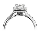18ct White Gold Diamond Halo Square Princess Cut Cluster Ring 0.52ct