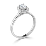 Platinum Pale Champagne Diamond Halo Oval Cluster Ring 1.20ct