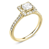 18ct Yellow Gold Pale Yellow Diamond Halo Princess Cut Cluster Ring 1.16ct