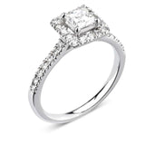 Platinum Diamond Halo Square Princess Cut Cluster Ring 0.91ct