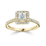 18ct Yellow Gold Pale Yellow Diamond Halo Princess Cut Cluster Ring 1.16ct