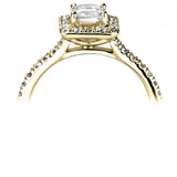 18ct Yellow Gold Pale Yellow Diamond Halo Princess Cut Cluster Ring 1.16ct