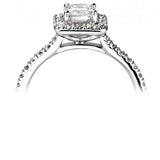 Platinum Diamond Halo Square Princess Cut Cluster Ring 0.91ct