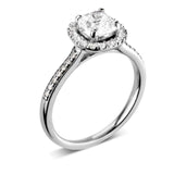 Platinum Diamond Halo Cushion Shape Cluster Ring 0.77ct