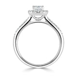 Platinum Diamond Halo Cushion Shape Cluster Ring 0.77ct