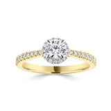 18ct Yellow Gold Diamond Halo Round Brilliant Cut Cluster Ring 0.58ct