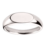 9ct White Gold Elongated Oval Top Signet Ring