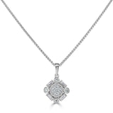Vintage Design 18ct White Gold Diamond Baguette Halo Pendant 0.36ct SALE