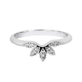 18ct White Gold Diamond Floral Inspired U Shaped Wedding Ring